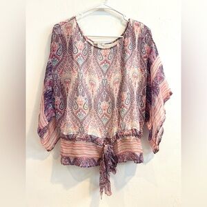 Ella Moss Women’s Lined Silk Top 3/4 Sleeves Size Medium